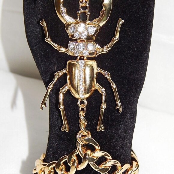 Large Beetle ring cuff bracelet connected ring Cuff Bracelets Set -Men /Women - Picture 5 of 10